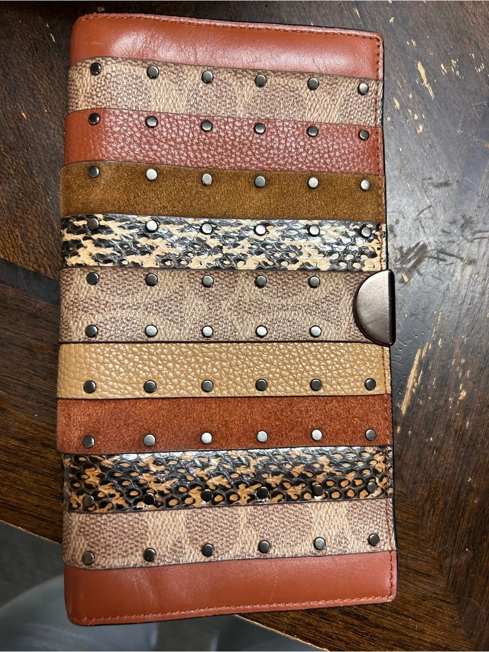 Coach Dreamer Signature Canvas Patchwork strips/Snakeskin W/Wallet